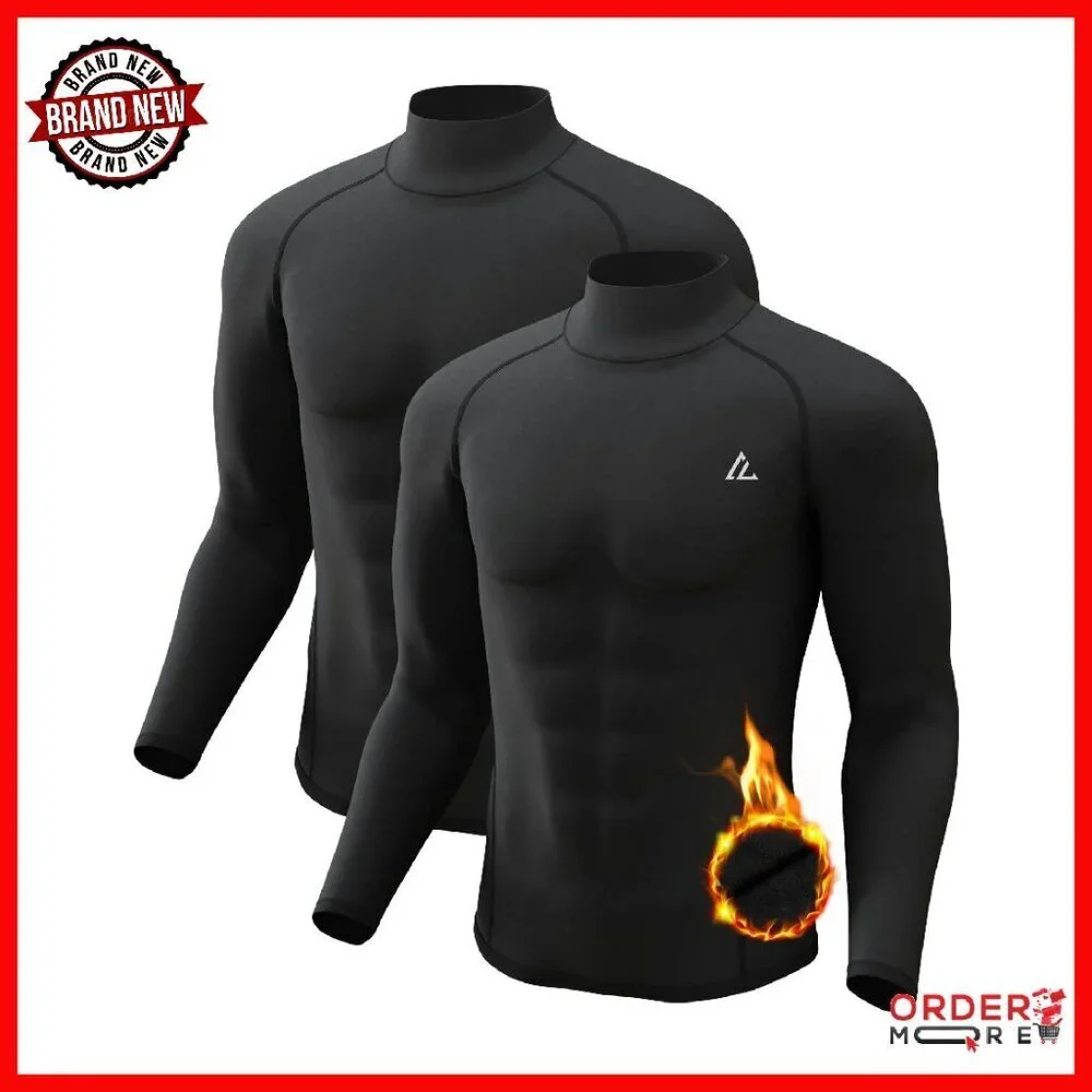 Men's Thermal Fleece Lined Compression Shirt Long Sleeve Base Layer